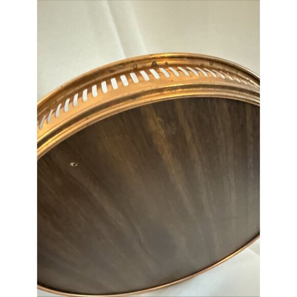 Coppercraft Guild 13" Round Barware Serving Tray Faux Leather Vintage Copper MCM - Picture 9 of 14